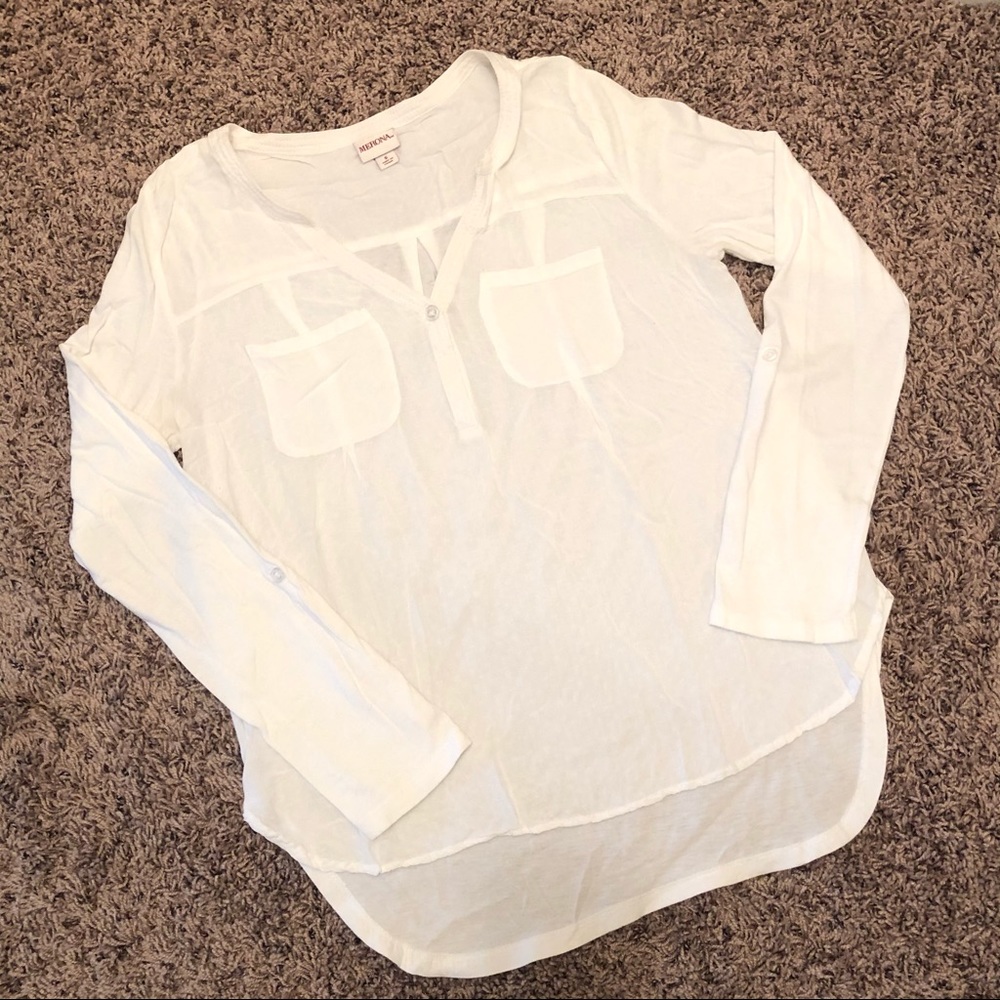 Merona Henley Top - White